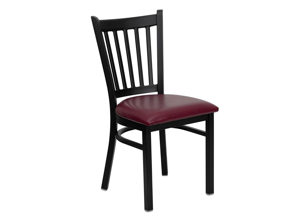 Metal Vertical Back Dining Chair Vinyl Seat Firehouse Chairs